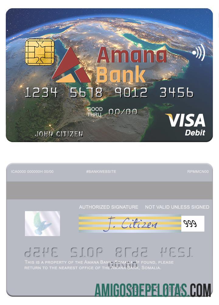 Cartão de débito Visa do Somália Amana Bank baixar para verificação